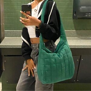 Green Quilted Tote Bag